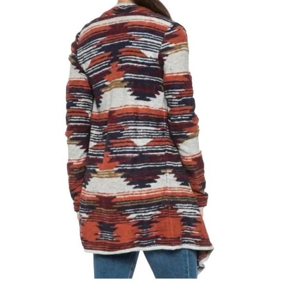 NEW Lucky Brand Aztec Open Front Drap Cardigan Women's Size Medium - Picture 2 of 8